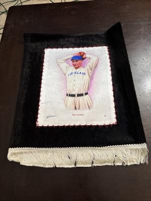 Picture, Helmar Brewing, French Silks Large Card # 20, Stan COVELESKI (HOF), Top of windup, Cleveland Indians